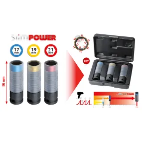1/2" SlimPOWER Dopsleutelset, kracht , 3-dlg