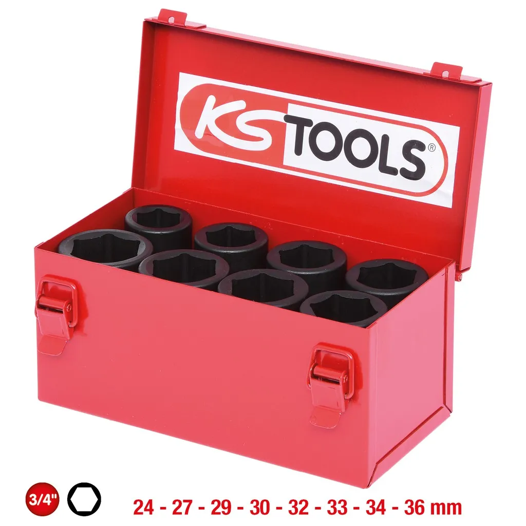 3/4" Dopsleutelset, zeskant, kracht, 8-dlg, 24-36mm