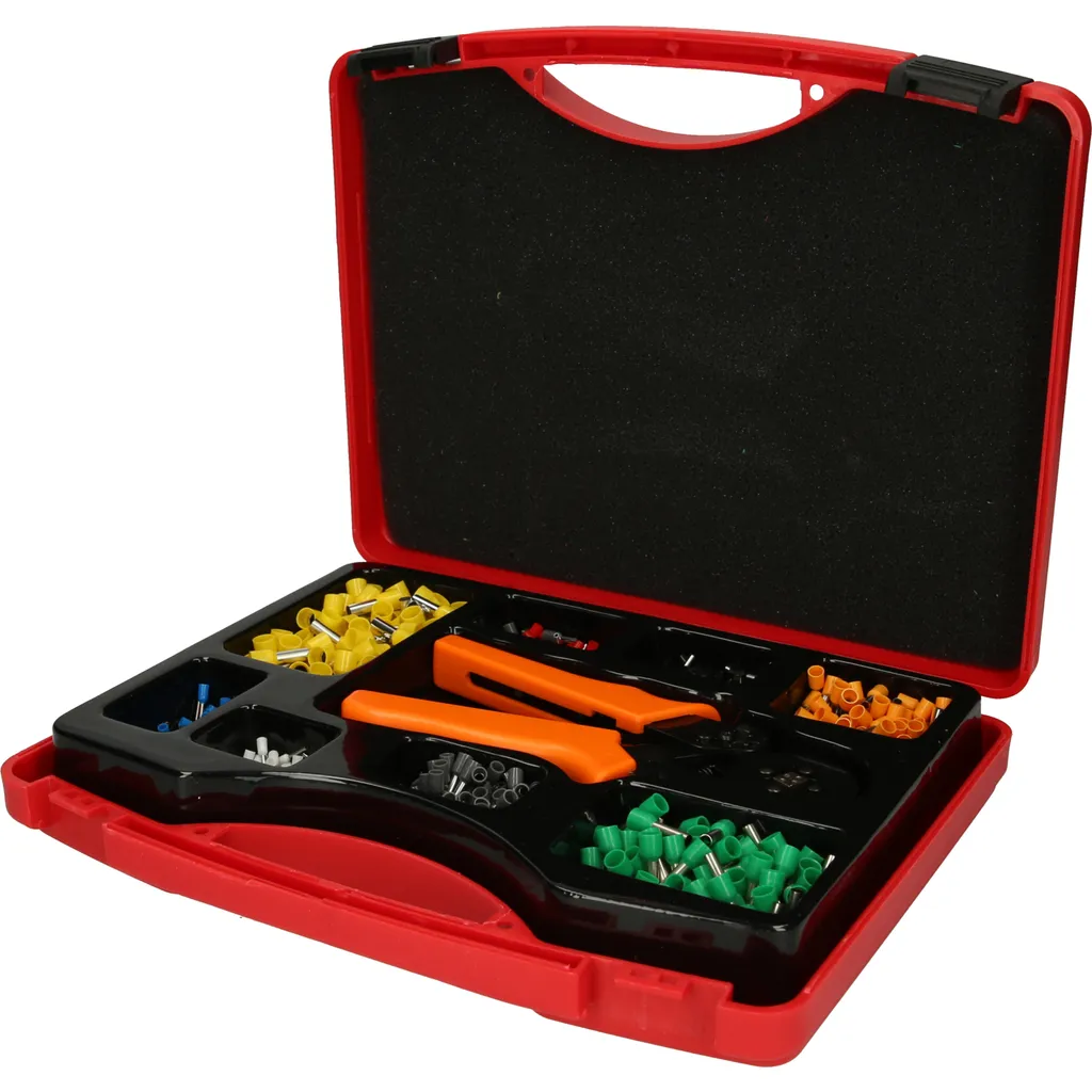 Assortiment adereindhulzen met krimptang, 0,25 mm² - 6,0 mm², 1001-dlg