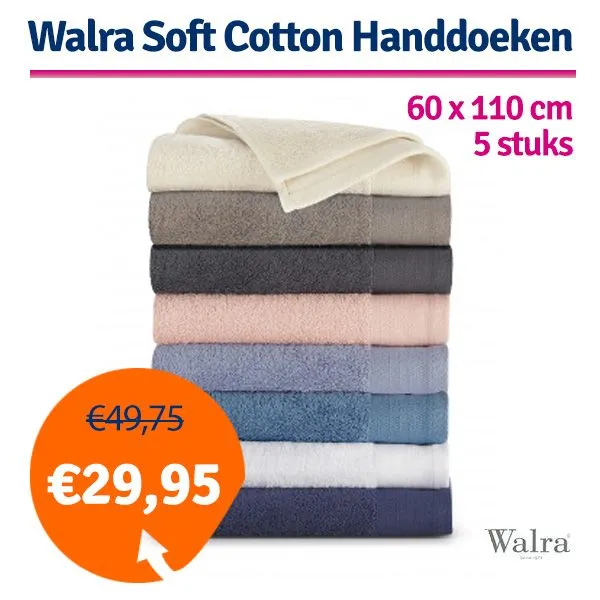 Dagaanbieding Walra Soft Cotton Handdoeken 60 x 110 cm 550gram - 6 stuks    