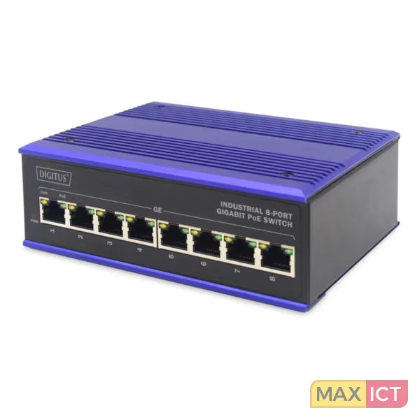 Digitus ASSMANN Electronic DN-651121 netwerk-switch Gigabit Ethernet (10/100/1000) Power over Ethernet (PoE) Zwart, Blauw