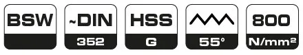 Handtappenset 3-dlg. din 352 hss-g bsw 1/2