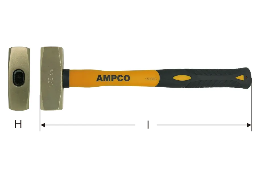 Moker Amerikaans model met fiber steel, 1,25 kg, vonkvrij, AlBz Ampco FE0016A