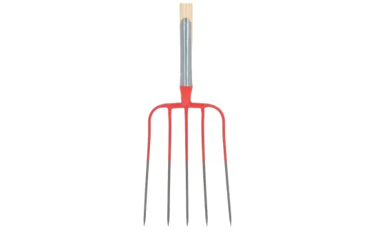 Riek met steel 90 cm 5-tands met veer rood