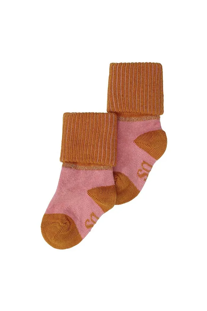 Soft Gallery x MP Denmark Baby Socks Rose Down Thai Curry sokken roze oker