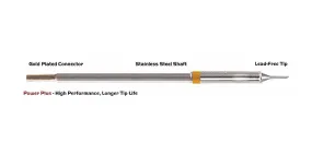 Soldeerstift afgeschuind 60° 1,00mm (0,04"), alleen afgeschuind oppervlak vertind, Power Plus