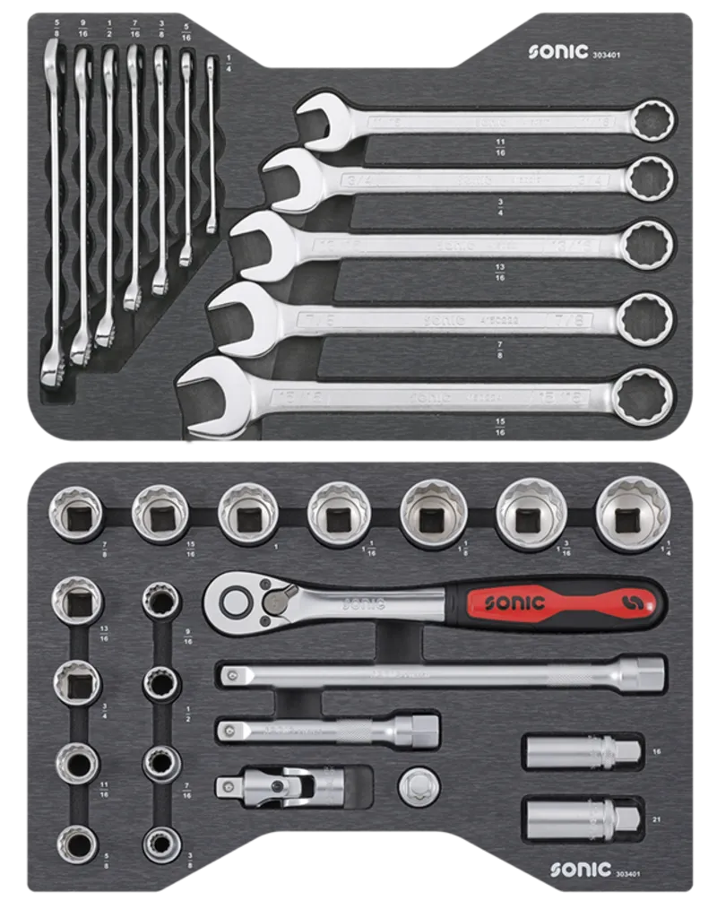 Sonic Doppen- en sleutelset 1/2'', 34-dlg. BMCS (SAE)