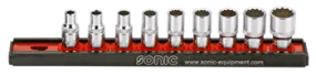 Sonic Doppenset 1/4'', 12-kant (SAE) 9-dlg. op rail