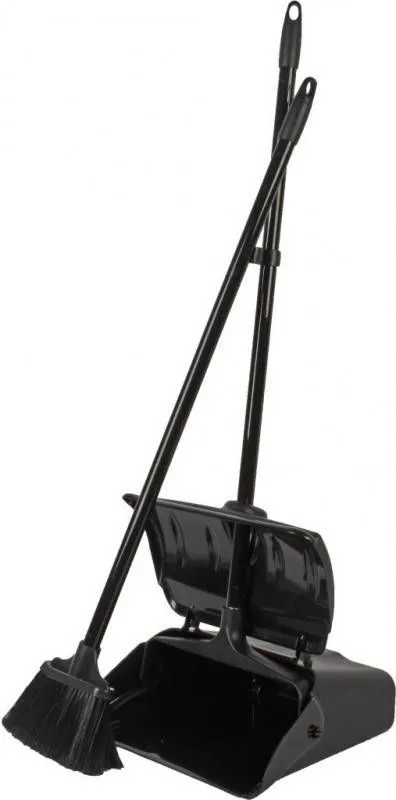 Strabox Luxe Stoffer En Blik Zwart Met Steel En Automatische Opvangblik 108 X 34 X 18 Cm Stofblikset Schoonmaakartikelen