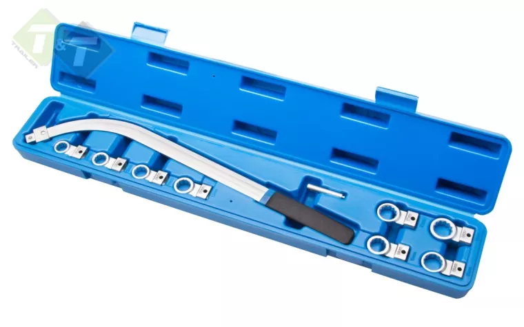 Tandriemsleutel - spanrol, v-snaar - gebogen sleutel 10 dlg - Spansleutel set, Spanner set