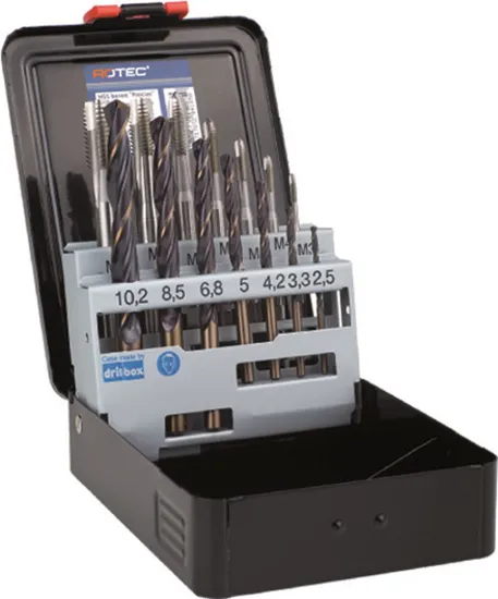 TAPPEN- EN BORENSET '320/101', DOORL, 7+7 DLG, M3-M12 ABS
